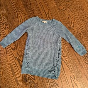 Girls adorable Blue Knit Sweater Dress Small with Braided Sides * Like New